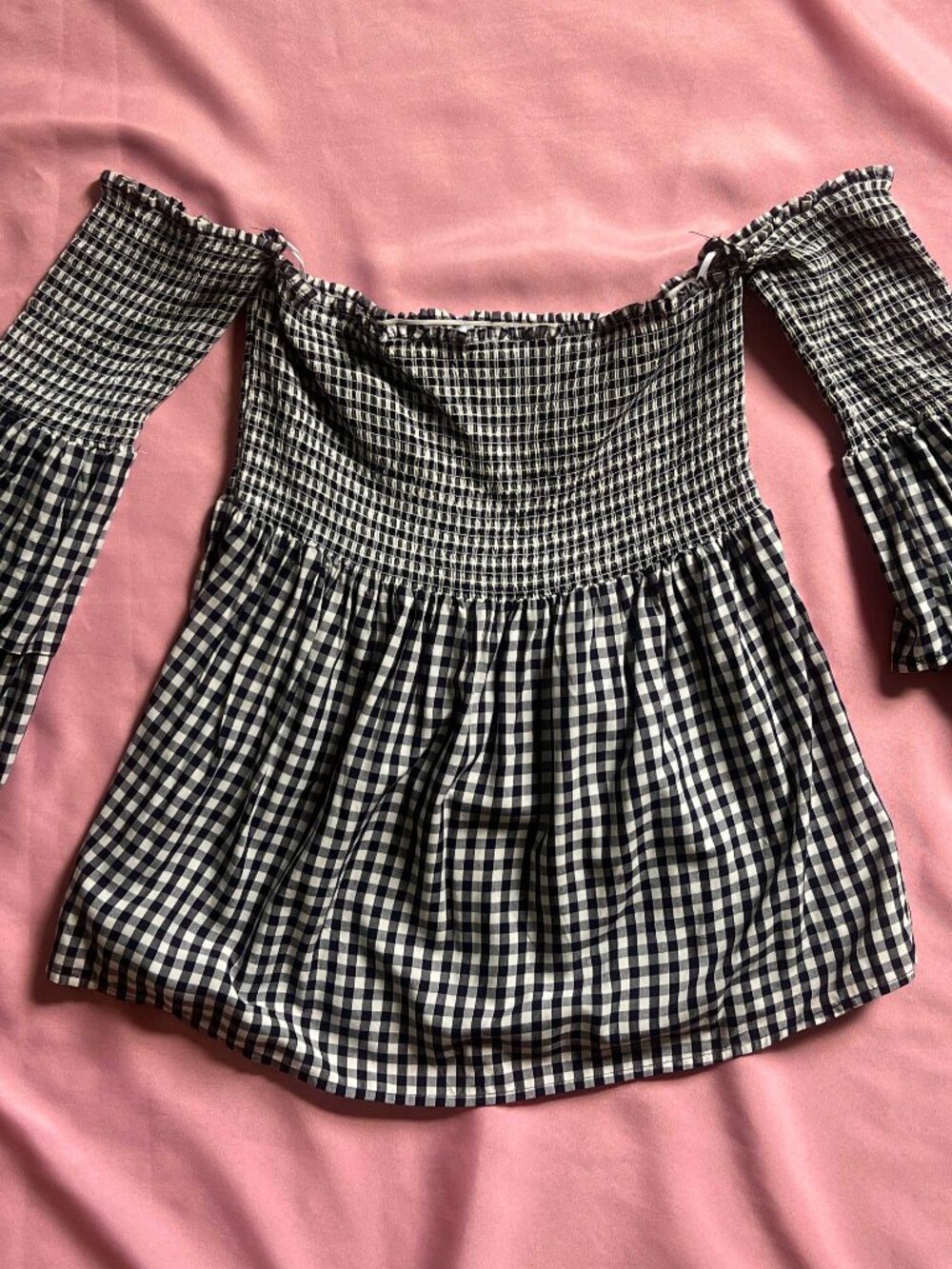 Jack by BB Dakota Shirred Gingham Baby Doll Top
